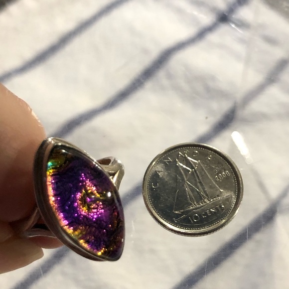 Sterling Ring 7 dichroic glass NEW - Picture 2 of 7